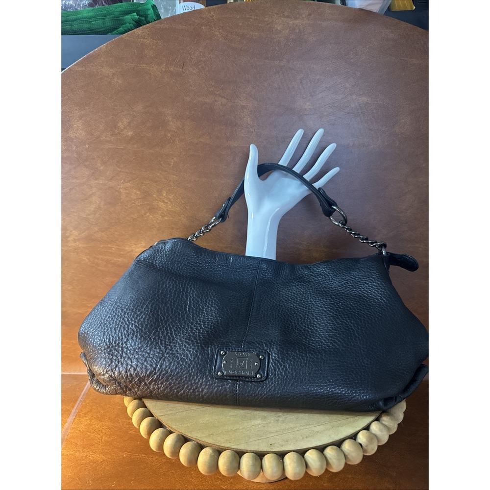 Stone Mountain Genuine Pebbled Leather Shoulder Bag Handbag Purse Black